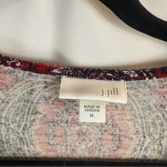 J.Jill Gorgeous V-Neck Knit Tunic ~ True Red Sparkling Paisley Size: M - Picture 8 of 13